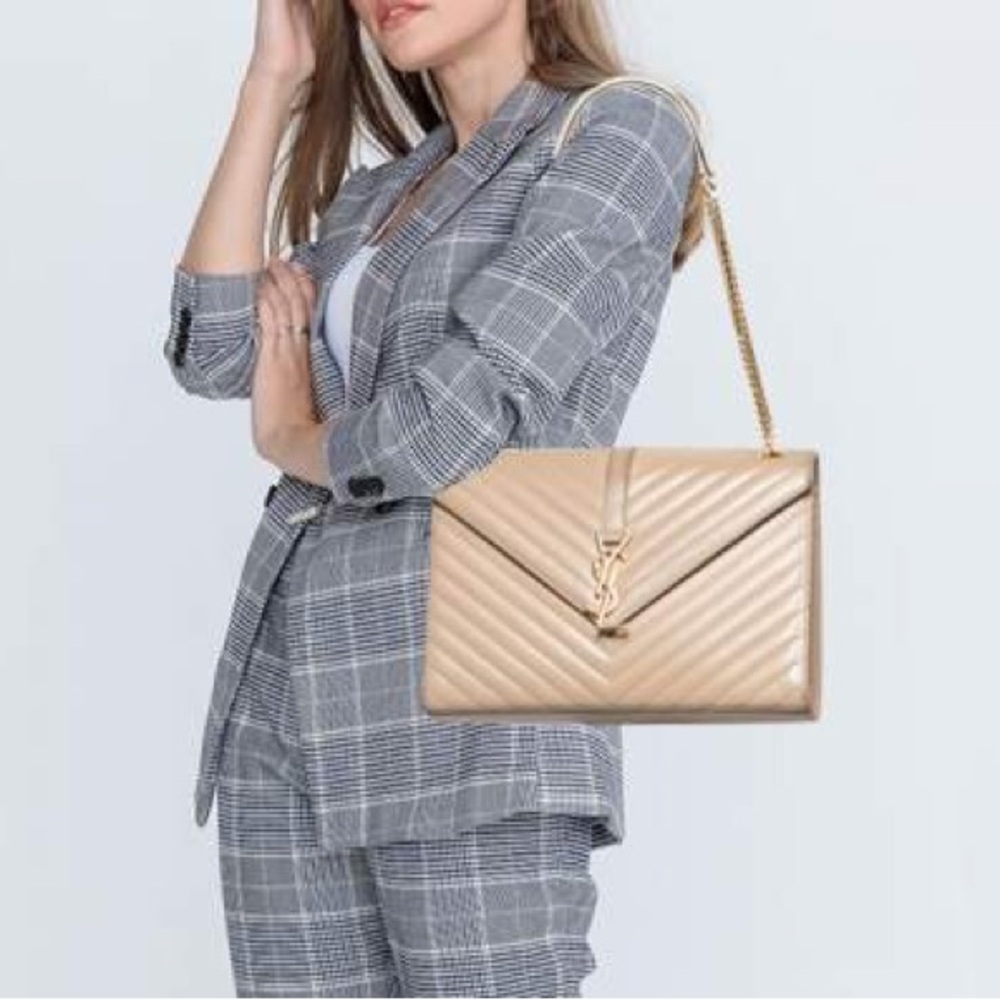 Saint Laurent Classic Monogram Envelope Satchel Mixed Matelasse Leather Large - Picture 16 of 17